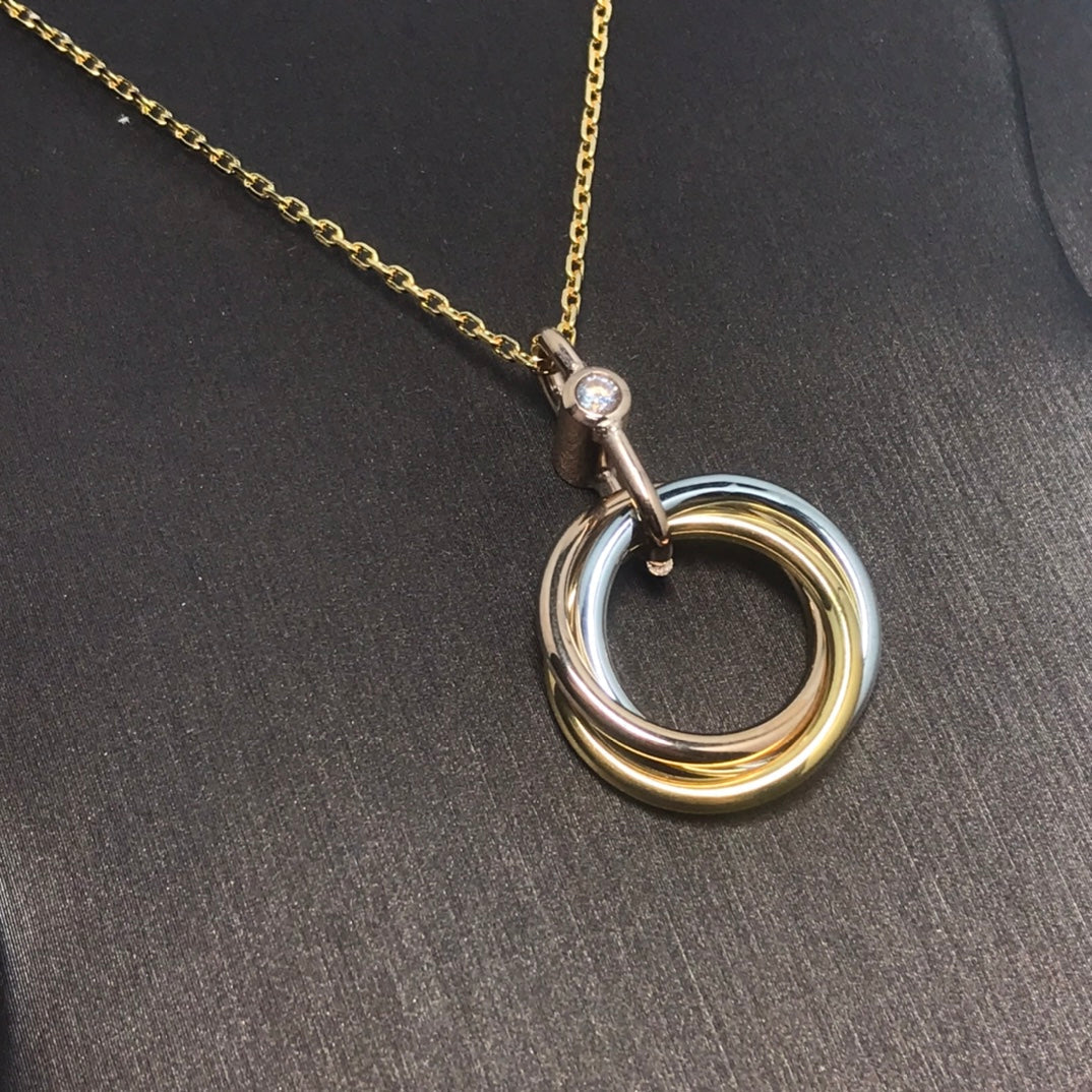 [LuxJewelry]TRINITY SILVER GOLD PINK GOLD NECKLACE