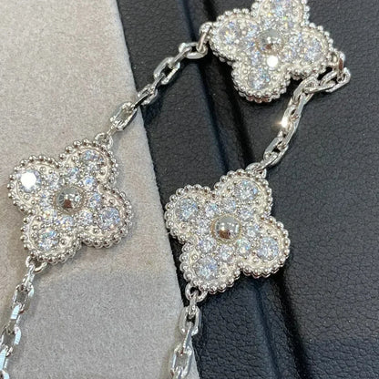[LuxJewelry]CLOVER 5 MOTIFS  DIAMOND BRACELET SILVER