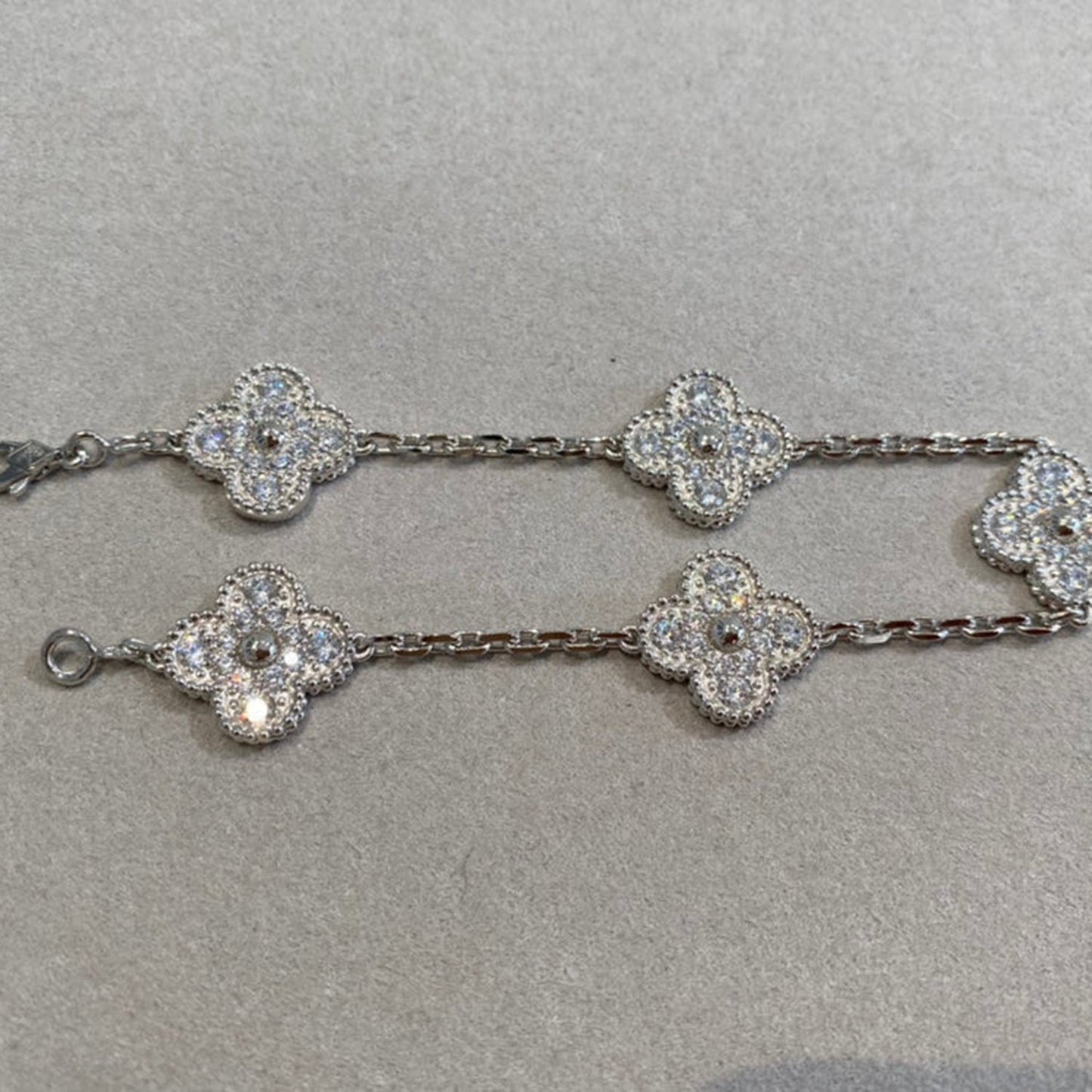 [LuxJewelry]CLOVER 5 MOTIFS  DIAMOND BRACELET SILVER