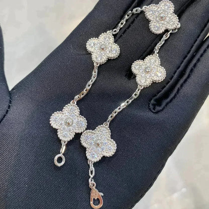[LuxJewelry]CLOVER 5 MOTIFS  DIAMOND BRACELET SILVER