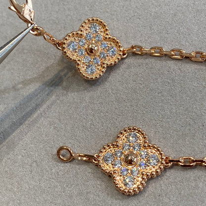 [LuxJewelry]CLOVER 5 MOTIFS  FULL DIAMOND BRACELET