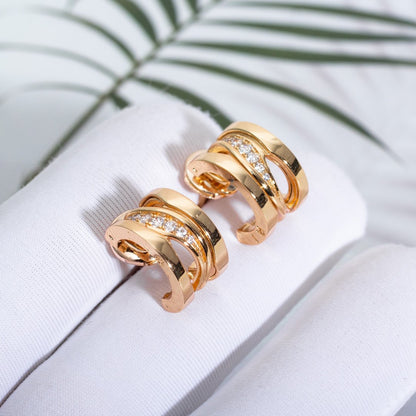 [LuxJewelry]ZERO 1 PINK GOLD DIAMONDS EARRINGS