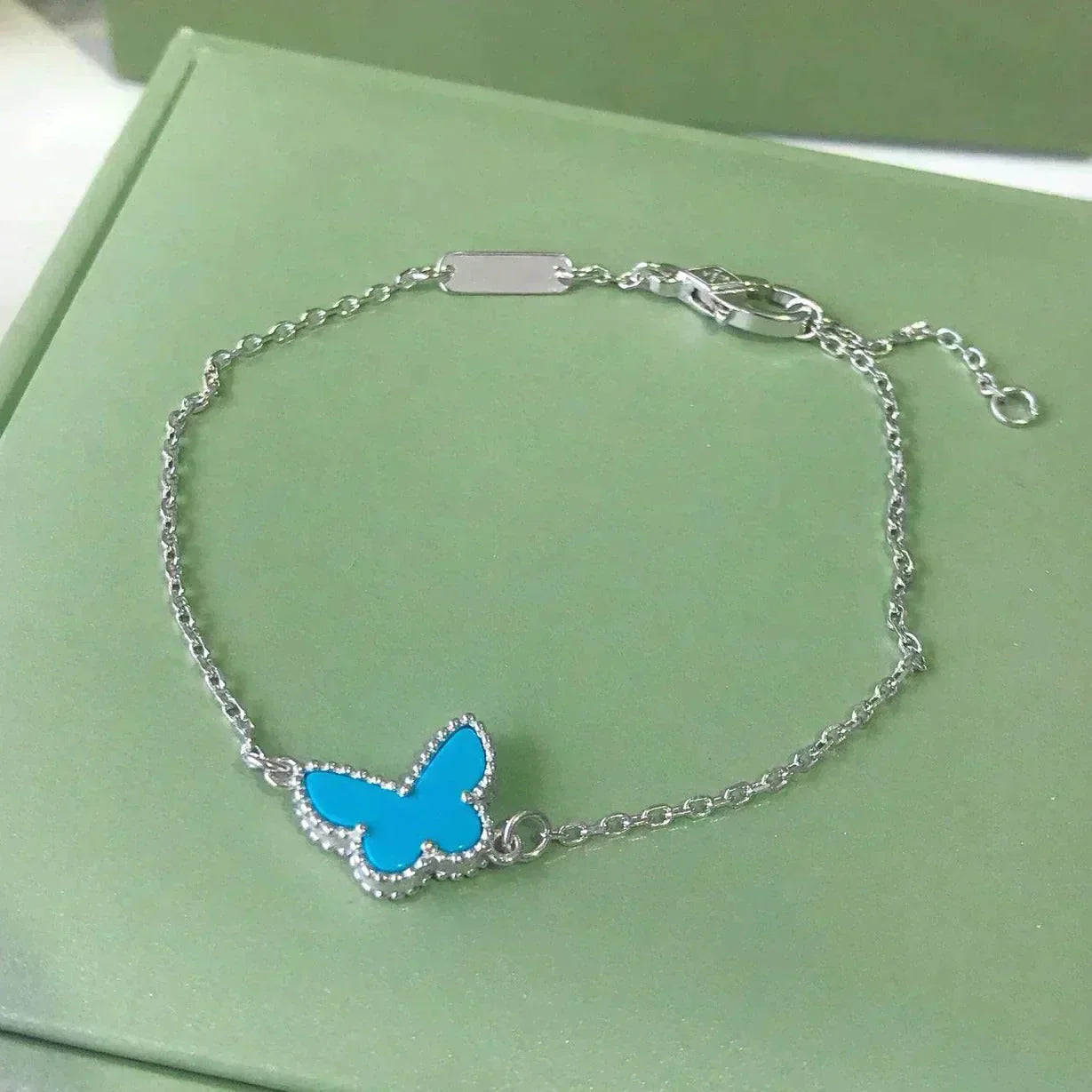 [LuxJewelry]BUTTERFLY TURQUOISE BUTTERFLY BRACELET SILVER