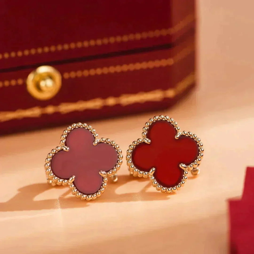 [LuxJewelry]CLOVER MEDIUM 1 MOTIFS CARNELIAN  EARRINGS