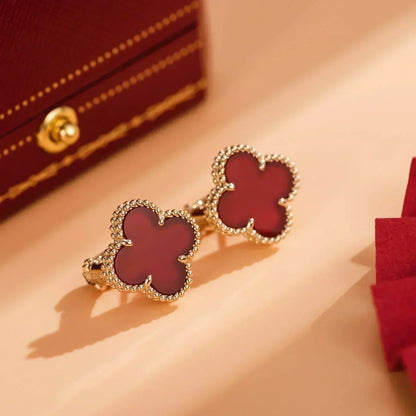 [LuxJewelry]CLOVER MEDIUM 1 MOTIFS CARNELIAN  EARRINGS