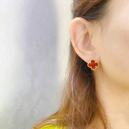 [LuxJewelry]CLOVER MEDIUM 1 MOTIFS CARNELIAN  EARRINGS