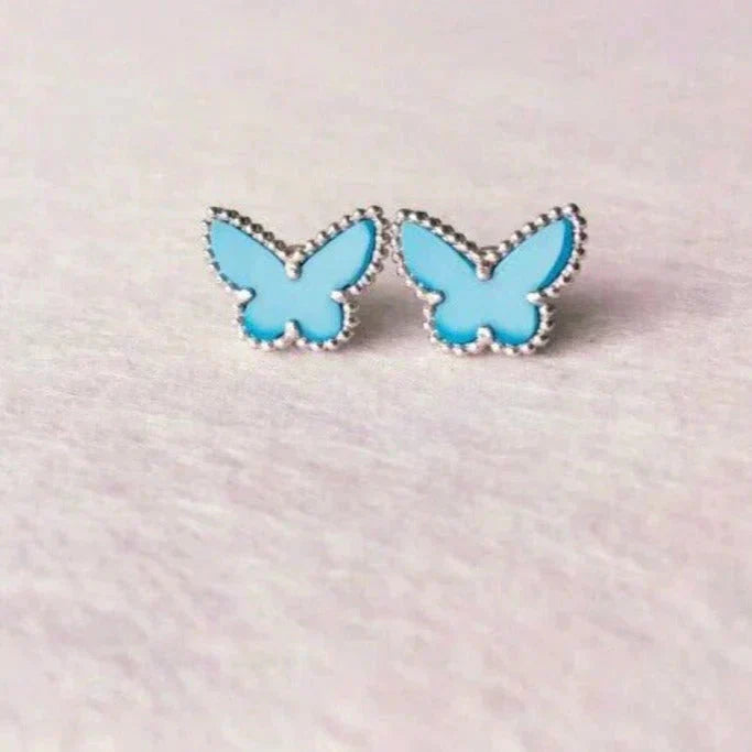 [LuxJewelry]BUTTERFLY TURQUOISE EARRINGS SILVER