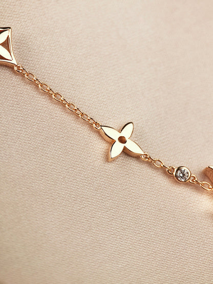 [LuxJewelry]STAR AND SUN 7 MOTIFS GOLD BRACELET