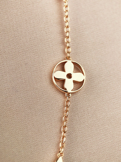 [LuxJewelry]STAR AND SUN 7 MOTIFS GOLD BRACELET