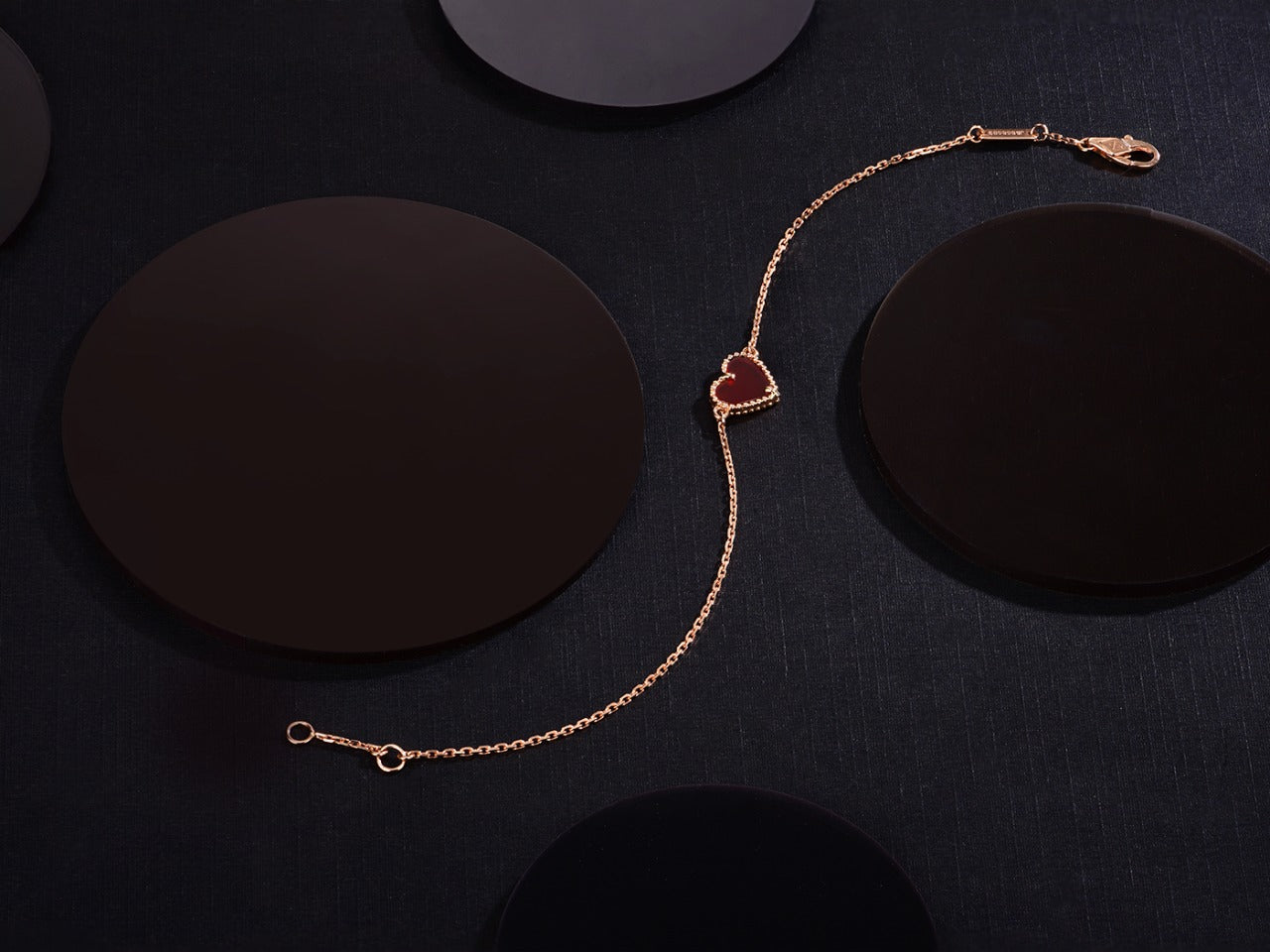 [Top&on]HEART CARNELIAN PINK GOLD BRACELET