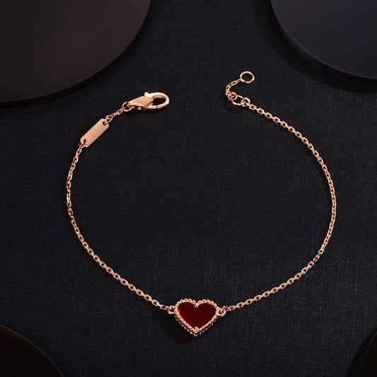 [Top&on]HEART CARNELIAN PINK GOLD BRACELET