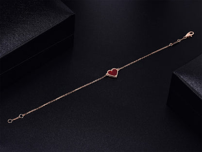 [LuxJewelry]HEART CARNELIAN PINK GOLD BRACELET