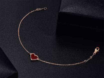 [LuxJewelry]HEART CARNELIAN PINK GOLD BRACELET