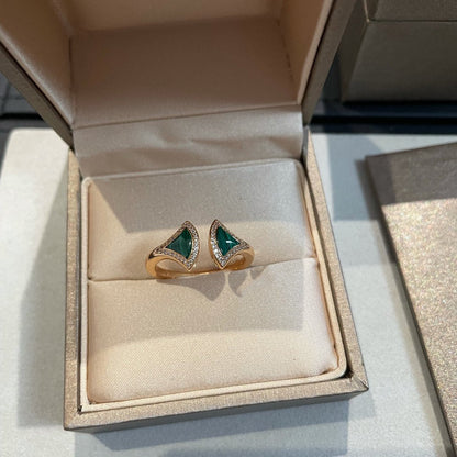 [LuxJewelry]DREAM MALACHITE DIAMOND OPEN RING