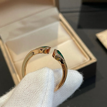 [LuxJewelry]DREAM MALACHITE DIAMOND OPEN RING