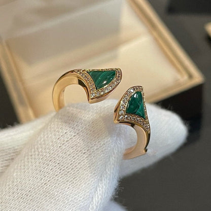 [LuxJewelry]DREAM MALACHITE DIAMOND OPEN RING