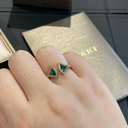 [LuxJewelry]DREAM MALACHITE DIAMOND OPEN RING