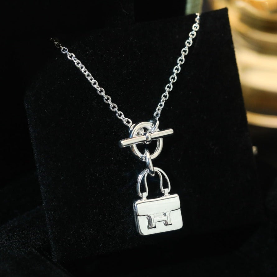 [LuxJewelry]POP H PEDANT SILVER NECKLACE