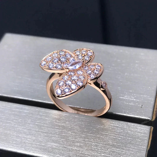 [LuxJewelry]BUTTERFLY PINK GOLD DIAMOND RING