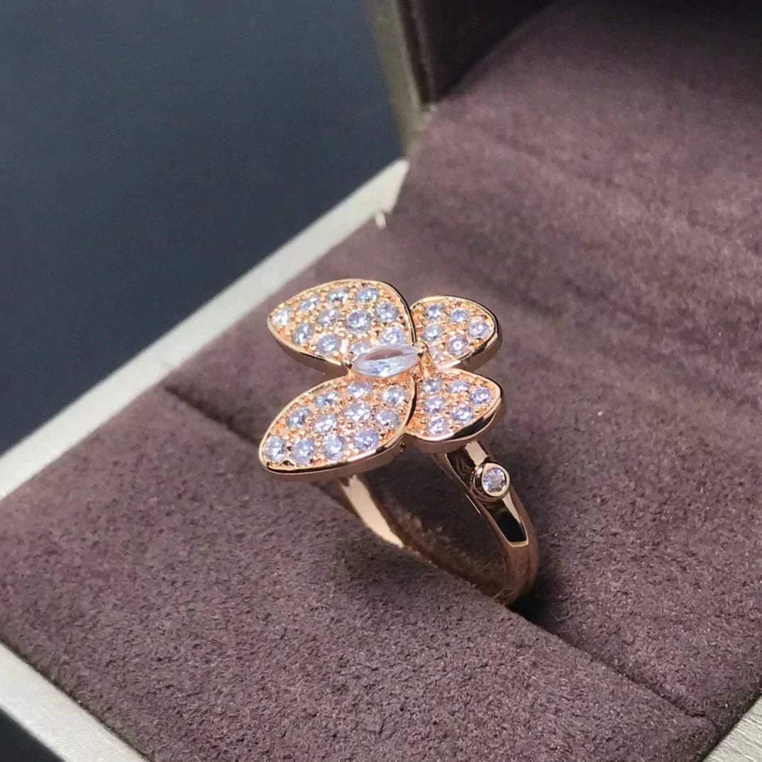 [LuxJewelry]BUTTERFLY PINK GOLD DIAMOND RING