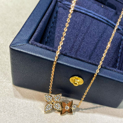 [LuxJewelry]STAR BLOSSOM NECKLACE PINK GOLD DIAMONDS