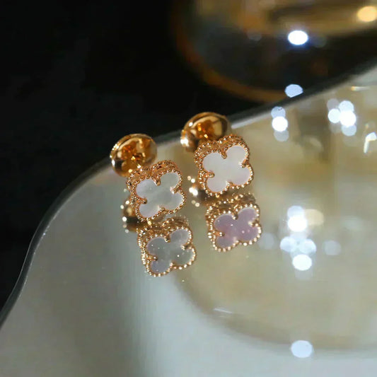 [LuxJewelry]CLOVER MINI 9.5MM WHITE MOP EARRINGS