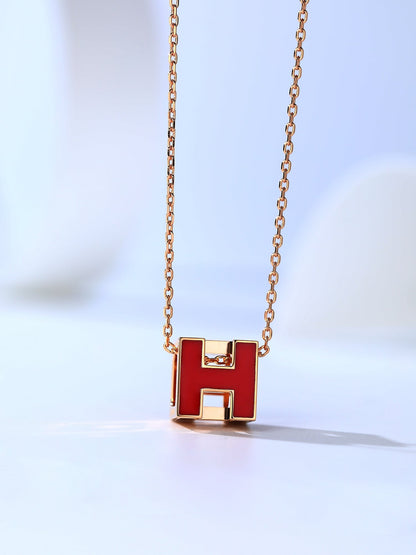 [LuxJewelry]H CAGE PINK GOLD NECKLACE