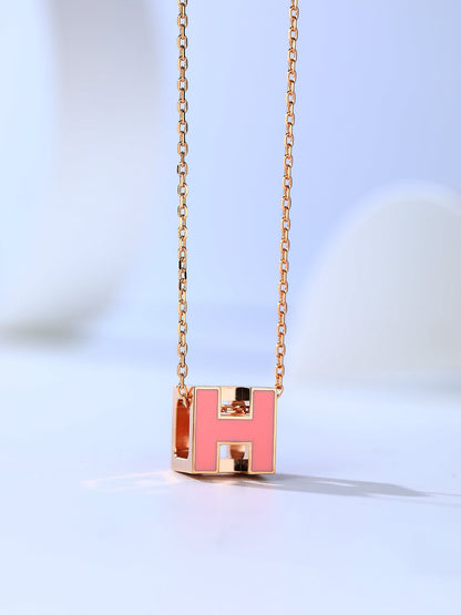 [LuxJewelry]H CAGE PINK GOLD NECKLACE