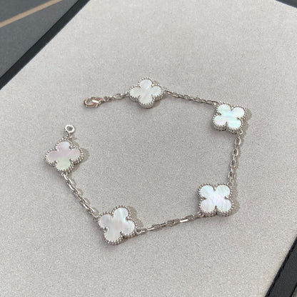 [LuxJewelry]CLOVER SILVER MOP 5 MOTIF BRACELET