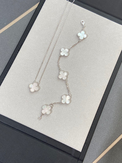 [LuxJewelry]CLOVER SILVER MOP 5 MOTIF BRACELET
