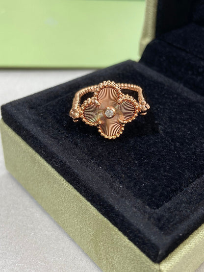 [LuxJewelry]CLOVER RIVERSIBLE PINK GOLD RING
