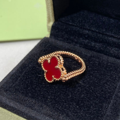 [LuxJewelry]CLOVER RIVERSIBLE PINK GOLD RING