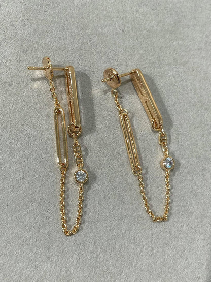 [LuxJewelry]CHAINE CHAOS DIAMOND DROP EARRINGS