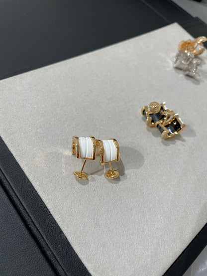 [LuxJewelry]ZERO 1 PINK GOLD CERAMIC EARRINGS