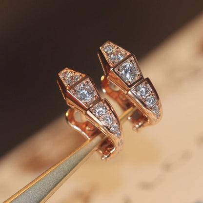 [LuxJewelry]SERPENT PINK GOLD DIAMOND EARRINGS