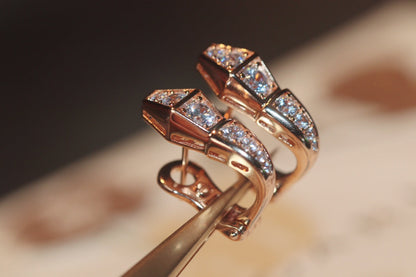 [LuxJewelry]SERPENT PINK GOLD DIAMOND EARRINGS