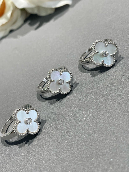 [LuxJewelry]CLOVER SILVER MOP DIAMOND RING