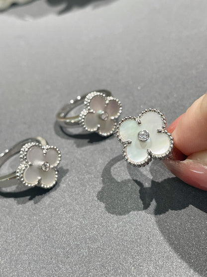 [LuxJewelry]CLOVER SILVER MOP DIAMOND RING