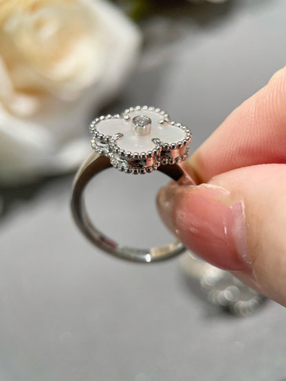 [LuxJewelry]CLOVER SILVER MOP DIAMOND RING
