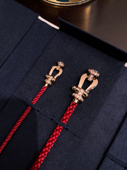 [LuxJewelry]FORCE 10 HALF DIAMOND PINK GOLD RED CORDERI LARGE AND MEDIUM MODEL