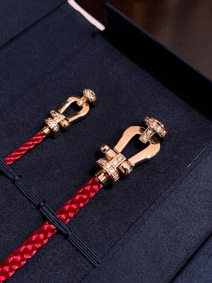 [LuxJewelry]FORCE 10 HALF DIAMOND PINK GOLD RED CORDERI LARGE AND MEDIUM MODEL