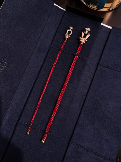 [LuxJewelry]FORCE 10 HALF DIAMOND PINK GOLD RED CORDERI LARGE AND MEDIUM MODEL