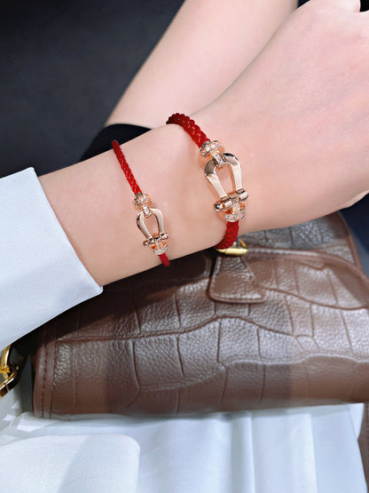 [LuxJewelry]FORCE 10 HALF DIAMOND PINK GOLD RED CORDERI LARGE AND MEDIUM MODEL