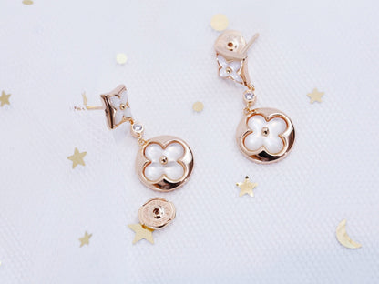 [LuxJewelry]STAR AND SUN PINK GOLD MOP DROP EARRINGS