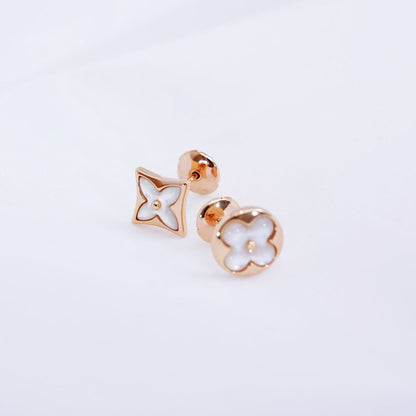 [LuxJewelry]STAR AND SUN PINK GOLD MOP STUD EARRINGS