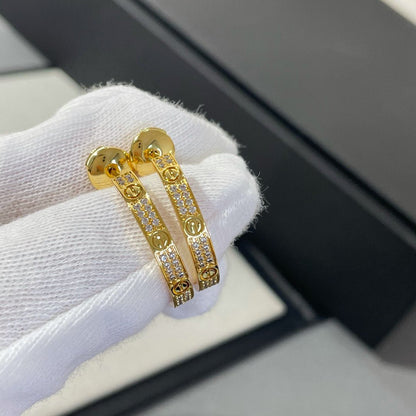 [LuxJewelry]LOVE DIAMOND GOLD HOOP EARRINGS
