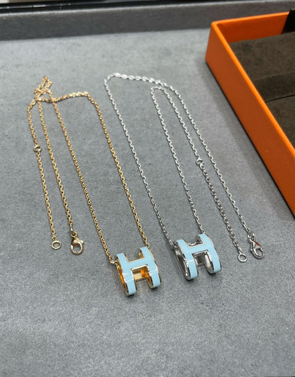 [LuxJewelry]POP H SKY BLUE NECKLACE