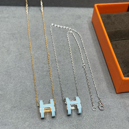 [LuxJewelry]POP H SKY BLUE NECKLACE