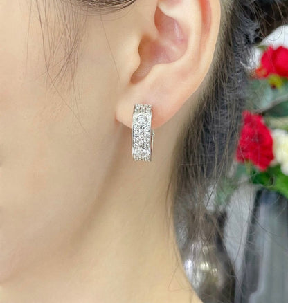 [LuxJewelry]LOVE 5.5MM DIAMOND PAVED EARRINGS