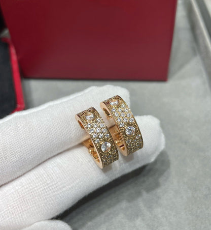 [LuxJewelry]LOVE 5.5MM DIAMOND PAVED EARRINGS